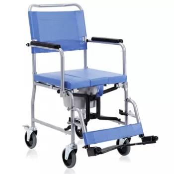 Scaun toaleta cu cadru pliabil din otel vopsit, 4 roti si frana - RC320-1