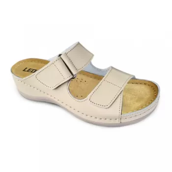 Saboti dama, de vara, din piele, Leon 905, bej-1