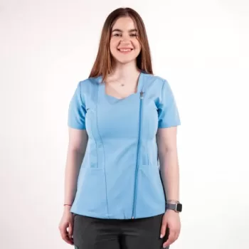 Bluza medicala Lotus Flex, stretch, albastru ciel, TRS-NP11-1
