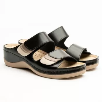 Saboti dama, de vara, din piele, Leon 904, negru-1