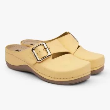 Saboti medicali Leon 933 Bakkar, de dama, din piele, galben mat-1