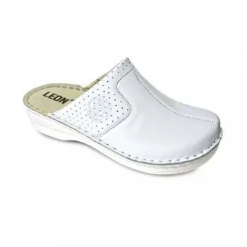 Saboti medicali, de dama, din piele, alb, Leon 360-1