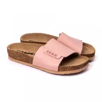 Saboti dama, de vara, din piele, Leon 4022 Orlando, roz-1