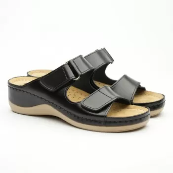 Saboti dama, de vara, din piele, Leon 905, negru-1