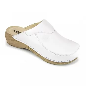 Saboti medicali Leon 3100, de dama, din piele, alb-1