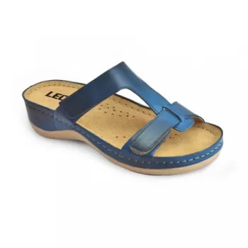 Saboti dama, din piele, de vara, Leon 914, albastru-1