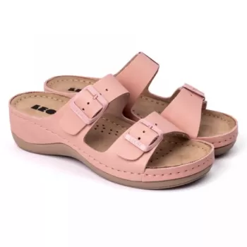 Saboti dama, de vara, din piele, Leon 908, roz-1