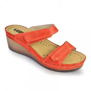 Saboti Leon 1040, de vara, din piele, portocaliu-1