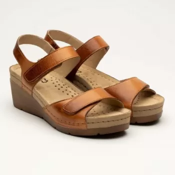 Sandale Leon 1041, din piele, de vara, maro-1