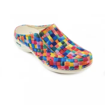 Saboti medicali din piele naturala, lavabili, Nursingcare Wash'Go Berlin, patratele colorate-1