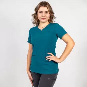 Bluza medicala Lotus Flex, stretch, turcoaz inchis, TS-NP10-1