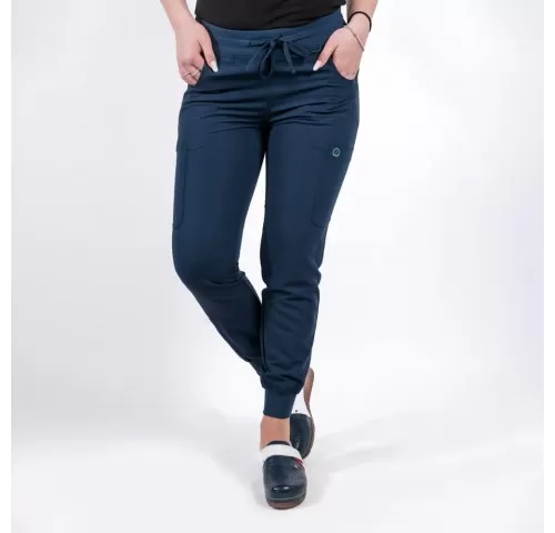 Pantaloni medicali Lotus Flex, stretch, cu snur, bleumarin, TRS-SP4-V3-1