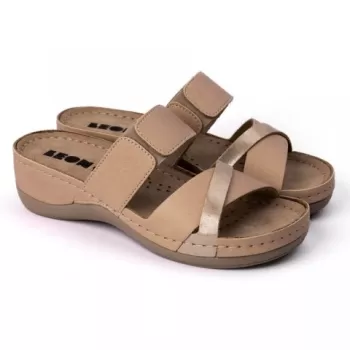 Saboti dama, din piele, de vara, Leon 909, bej-1