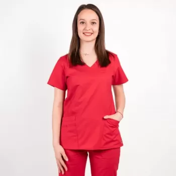 Bluza medicala Lotus Flex, stretch, rosu, CVC-NP4-1