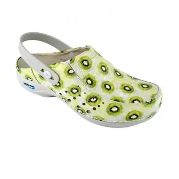 Saboti medicali din piele naturala, lavabili, cu bareta Nursingcare Wash'Go Berlin, kiwi-1