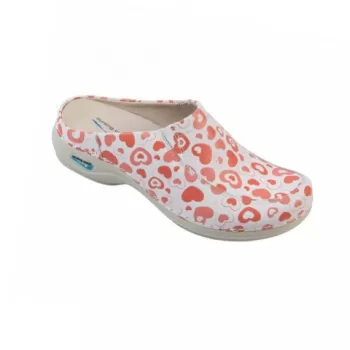 Saboti medicali din piele naturala, lavabili, Nursingcare Wash'Go Paris, Hearts-1