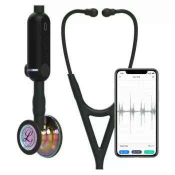 Stetoscop electronic 3M™ Littmann® CORE Digital, Negru, capsula curcubeu (Black/High-Polish Rainbow)-1