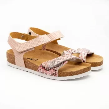 Saboti dama, de vara, din piele, Leon 4300, roz snake-1