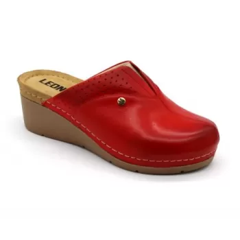 Saboti medicali Leon 1002, de dama, din piele, rosu-1