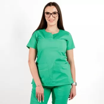Bluza medicala Lotus Flex, stretch, verde chirurgical deschis, CVC-NP3-1