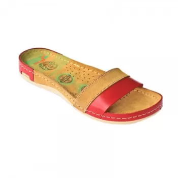 Saboti dama, de vara, din piele, Leon 990, rosu-1