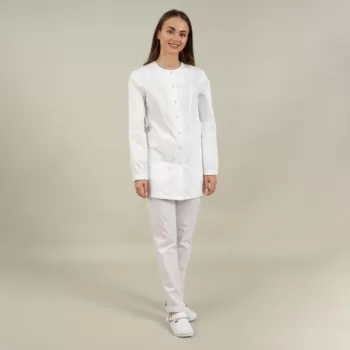 Halat medical alb 3/4 cu guler rotund - Laborator-1