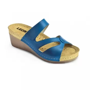 Saboti Leon 1055, de vara, din piele, albastru-1