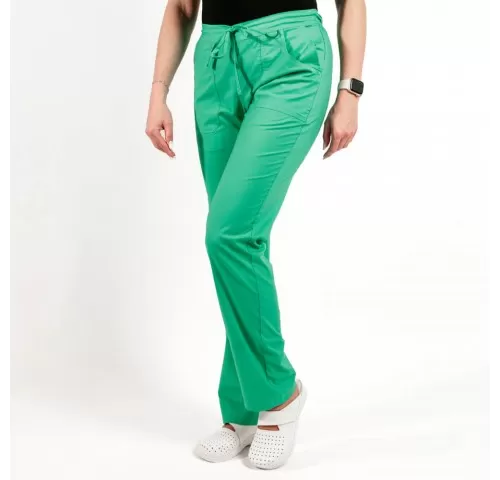 Pantaloni medicali Lotus Flex, stretch, cu elastic si snur, verde chirurgical deschis, CVC-SP2-1