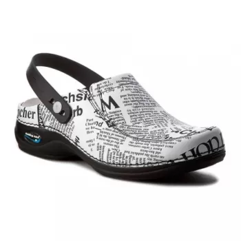 Saboti medicali din piele naturala, lavabili, cu bareta, Nursingcare Wash'Go Paris, Newspaper-1