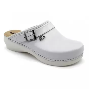 Saboti medicali, unisex, din piele neperforata, alb, Leon PU101-1
