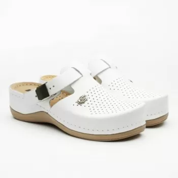 Saboti medicali, de dama, din piele, alb, Leon 900-1