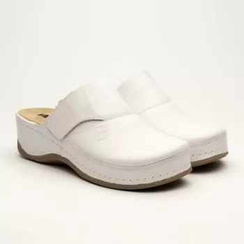 Saboti medicali Leon 2019, de dama, din piele, alb-1