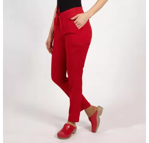 Pantaloni medicali Lotus Flex, stretch, cu snur, rosu, TS-SP3-1