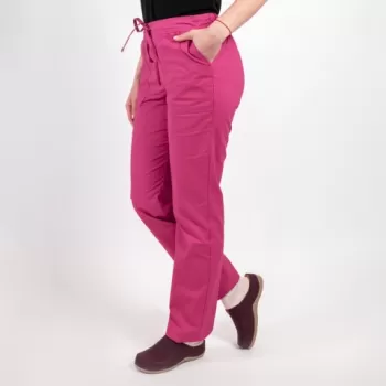 Pantaloni medicali Lotus Flex, stretch, cu elastic si snur, fucsia, CVC-SP2-1