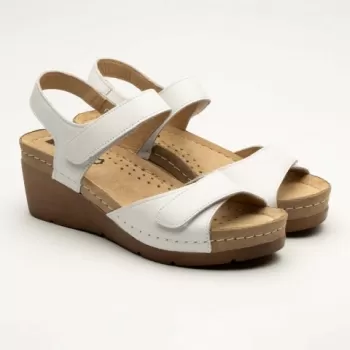 Sandale Leon 1041, din piele, de vara, alb-1