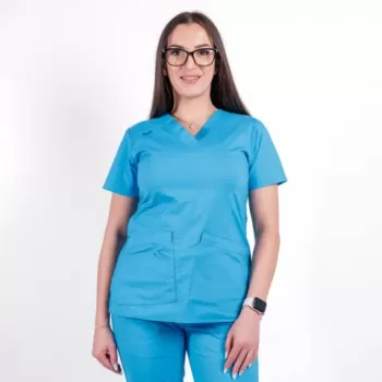 Bluza medicala Lotus Flex, stretch, albastru deschis, CVC-NP1-1