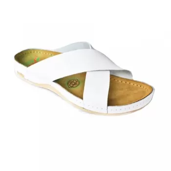 Saboti barbati, din piele, de vara, Leon 705M, alb-1