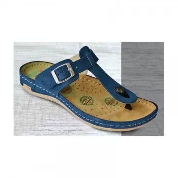 Saboti dama, din piele intoarsa, de vara, Leon 981, albastru-1