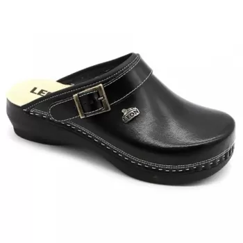 Saboti medicali, unisex, din piele neperforata, negru, Leon PU101-1