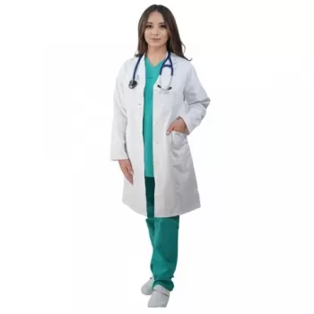 Halat alb cu maneca lunga, pentru femei - C17-1