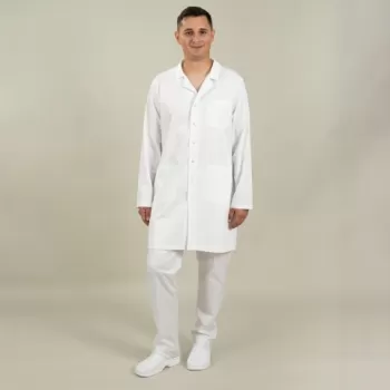 Halat medical alb 3/4 cu rever - Robert-1