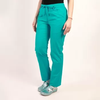 Pantaloni medicali Lotus Flex, stretch, cu elastic si snur, sea frost, CVC-SP2-1