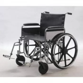 Carucior cu rotile transport pacienti, extralarge, cadru din otel cromat - YJ-010B-1