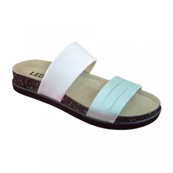 Saboti Leon 1206, de vara, din piele, turcoaz-1