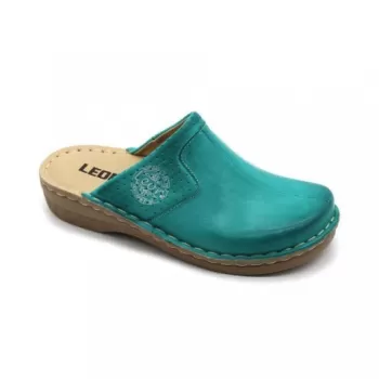 Saboti medicali, de dama, din piele, turcoaz, Leon 360-1