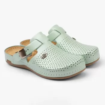 Saboti medicali, de dama, din piele, verde menta, Leon 950-1