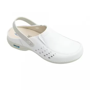 Saboti medicali din piele naturala, lavabili, cu bareta Nursingcare Wash'Go Berlin, alb-1