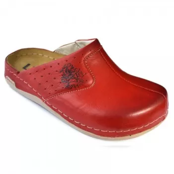 Saboti medicali, de dama, din piele, rosu, Leon 801-1