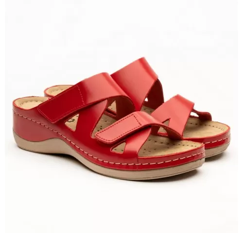 23-Saboti-dama--de-vara--din-piele--inchidere-cu-scai--Leon-906--rosu