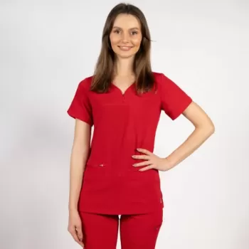Bluza medicala Lotus Flex, stretch, rosu, TS-NP10-1